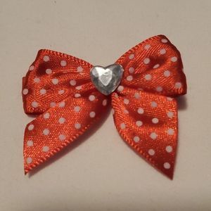NEW RED POLKA DOT BOW HAIR CLIPPY